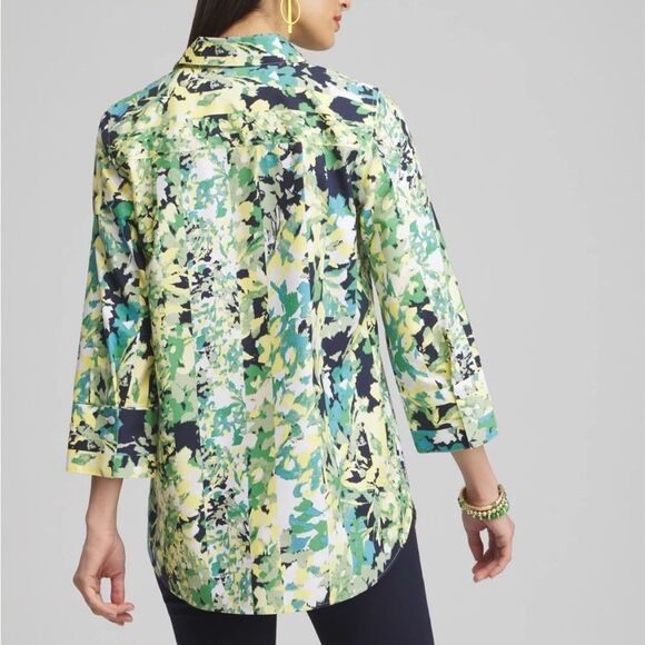 Chico’s No Iron Stretch Floral 3/4 Sleeve Tunic Size 16 - Picture 2 of 7